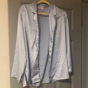 Victoria's Secret Light Blue Satin button up robe pajama top